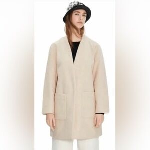 Zara cream tan beige jacket coat oversized modern neutral minimalist pockets S‎